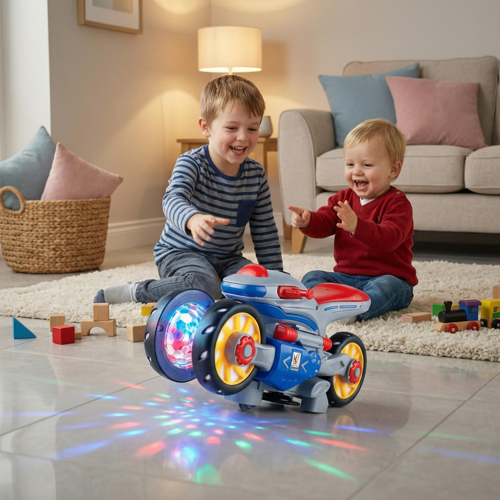 Dancing Light-Up Music Motorcycle Toy for Kids - LED Stunt Bike with Lights and Sound