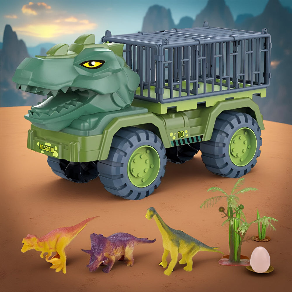 Dinosaur Toy Truck Playset with Cage and Figure Set