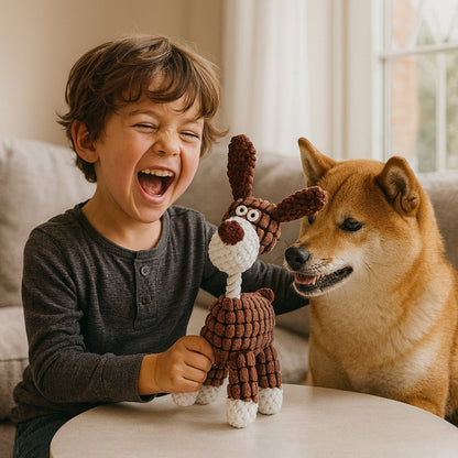 Durable Rope Dog Toy with Chewable Animal Design and Squeaker