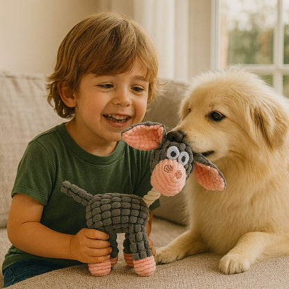 Durable Rope Dog Toy with Chewable Animal Design and Squeaker