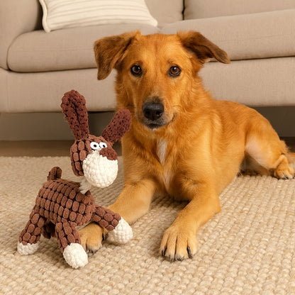 Durable Rope Dog Toy with Chewable Animal Design and Squeaker