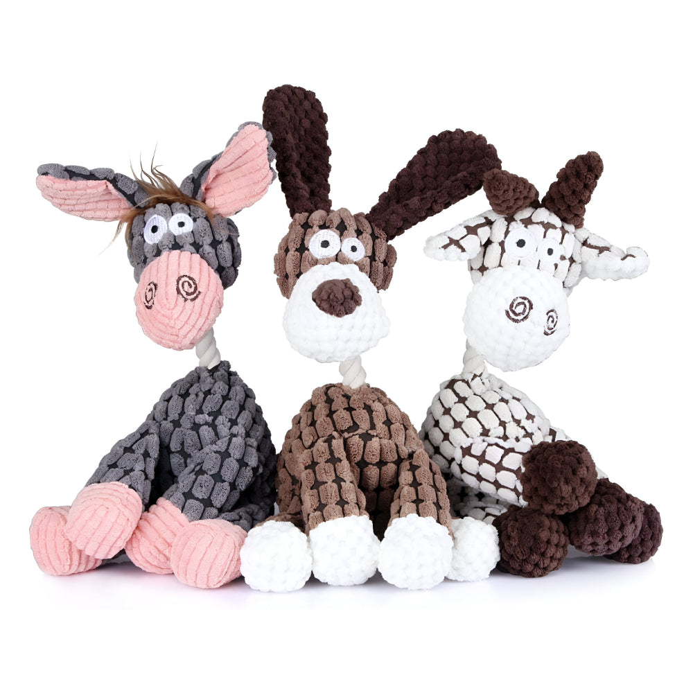 Durable Rope Dog Toy with Chewable Animal Design and Squeaker