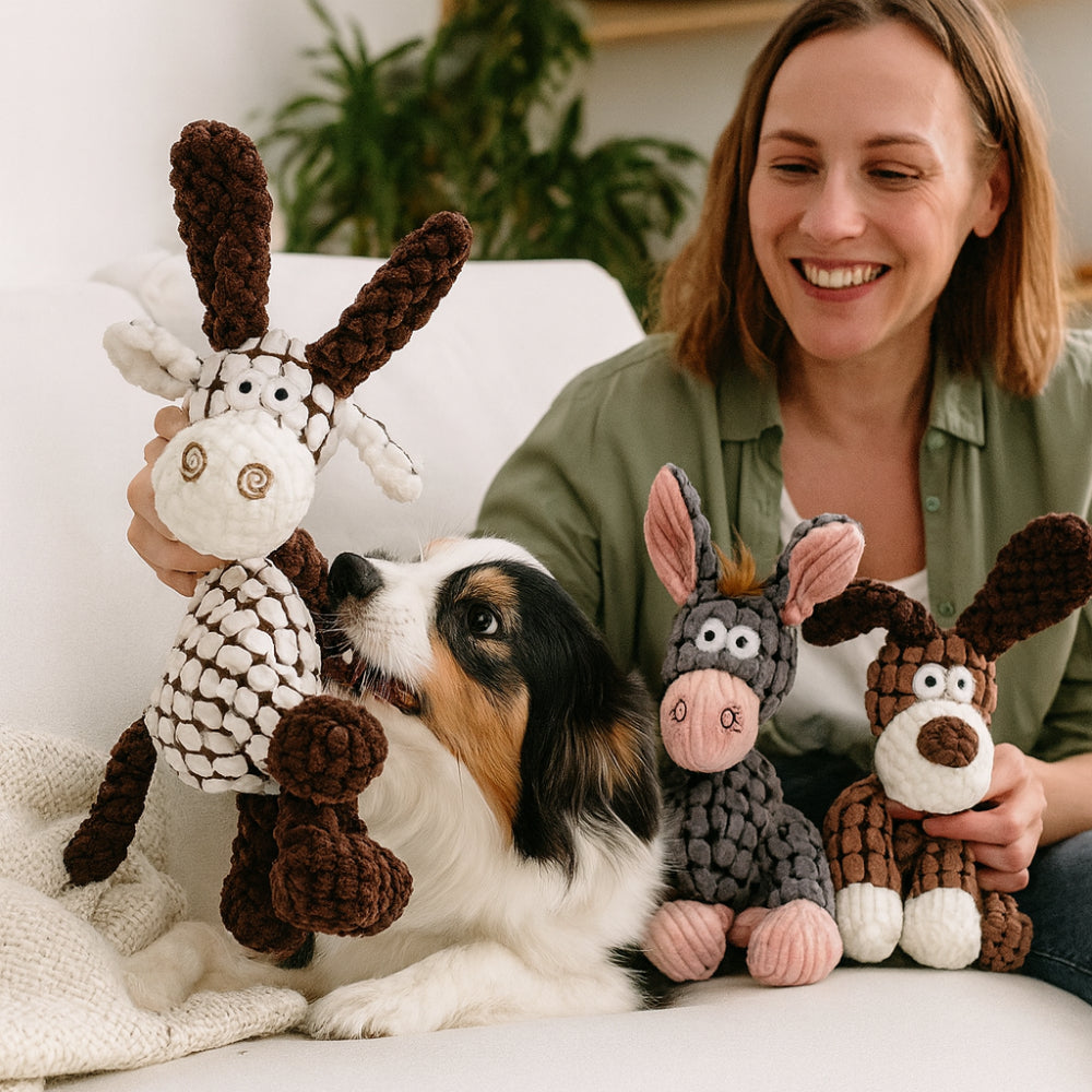 Durable Rope Dog Toy with Chewable Animal Design and Squeaker
