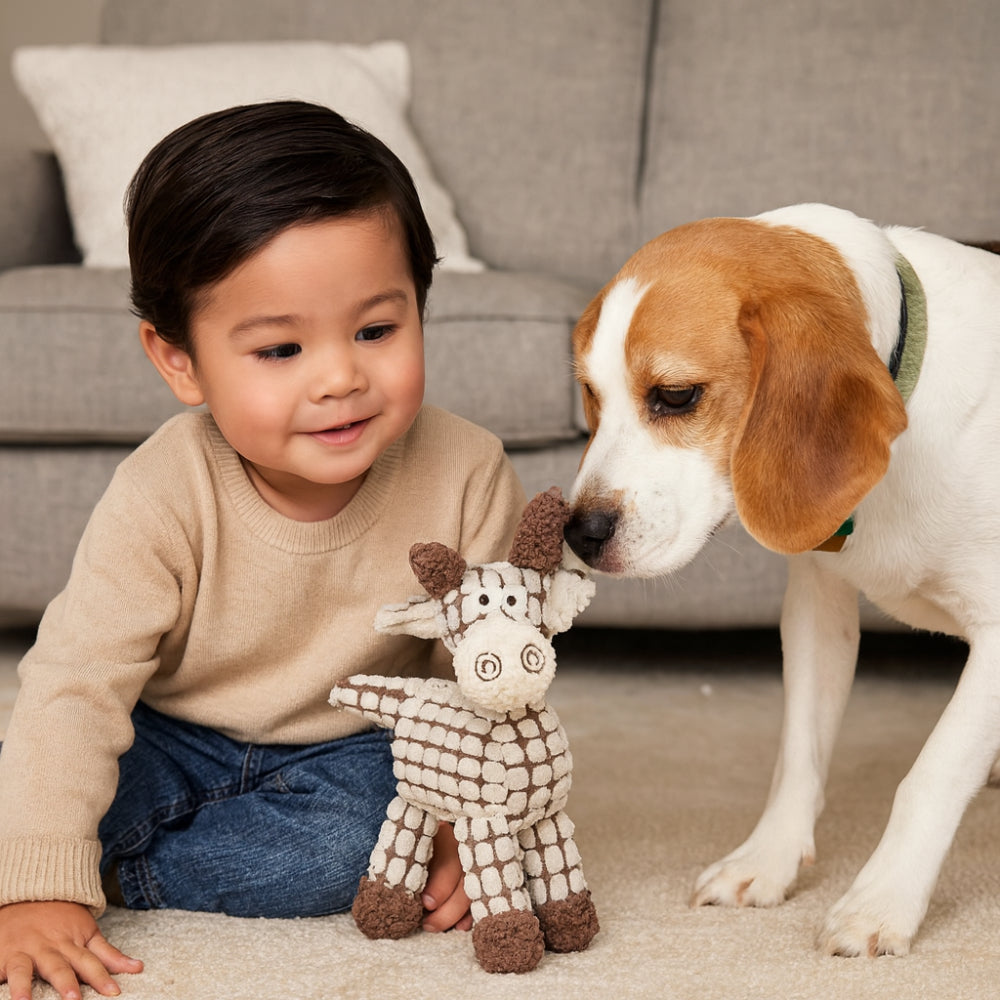 Durable Rope Dog Toy with Chewable Animal Design and Squeaker