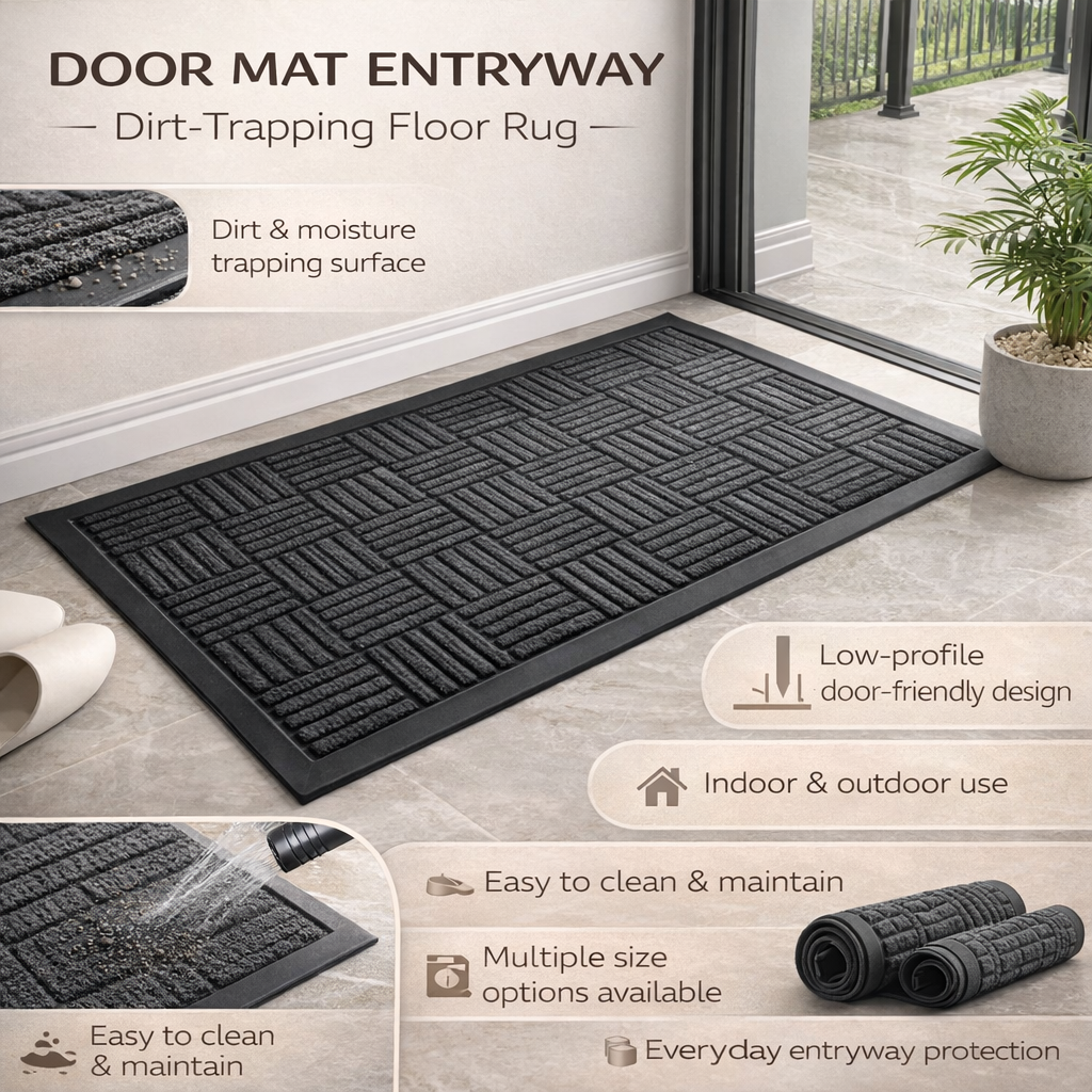 Entryway Door Mat - Dirt-Trapping Floor Rug for a Cleaner Home
