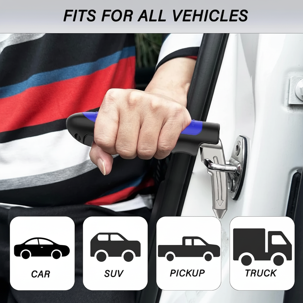 Car Emergency Tool Kit with Safety Window Breaker and Door Assist Handle