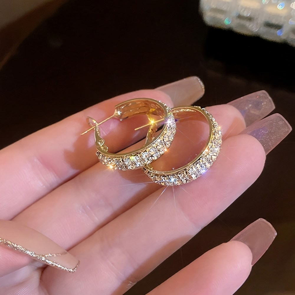 Elegant Gold Crystal Hoop Earrings - A Perfect Mother's Day Gift