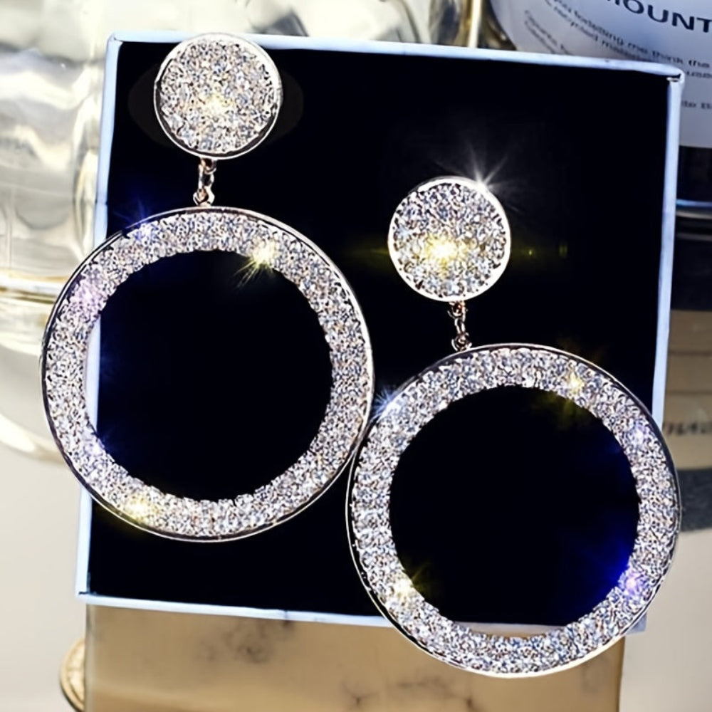 Gold Rhinestone Hoop Earrings – Sparkling Statement Jewelry for Mother's Day Gift