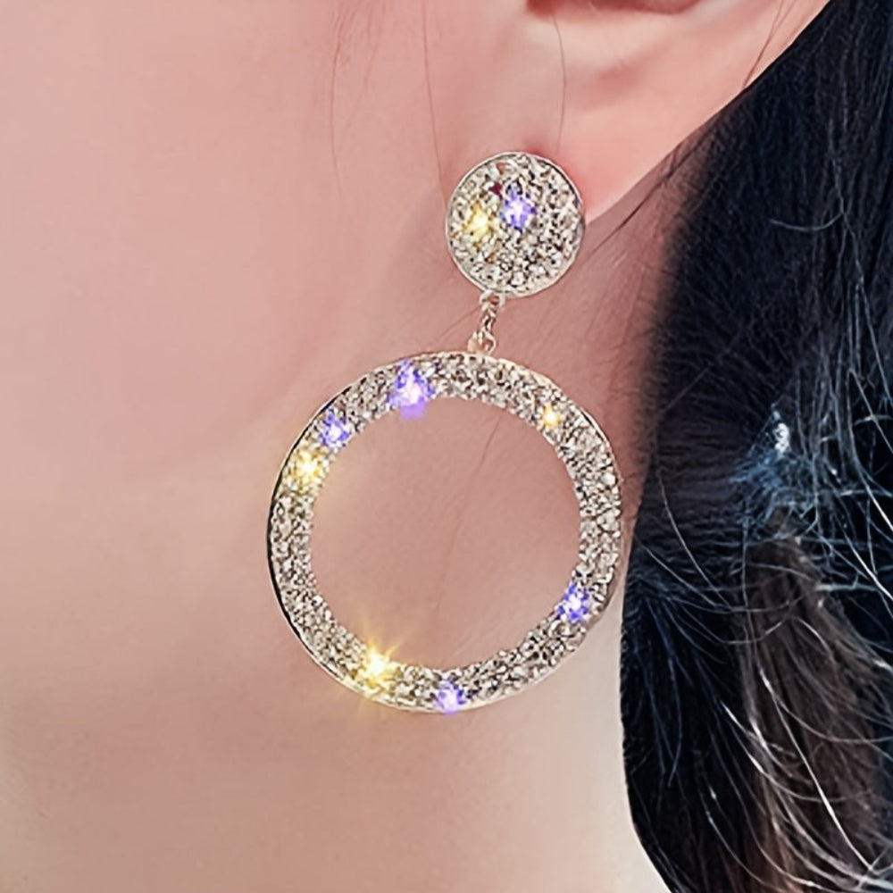 Gold Rhinestone Hoop Earrings – Sparkling Statement Jewelry for Mother's Day Gift