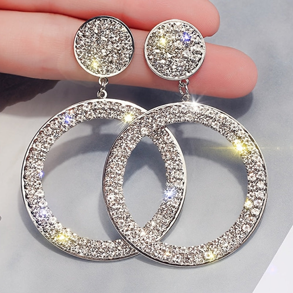 Gold Rhinestone Hoop Earrings – Sparkling Statement Jewelry for Mother's Day Gift