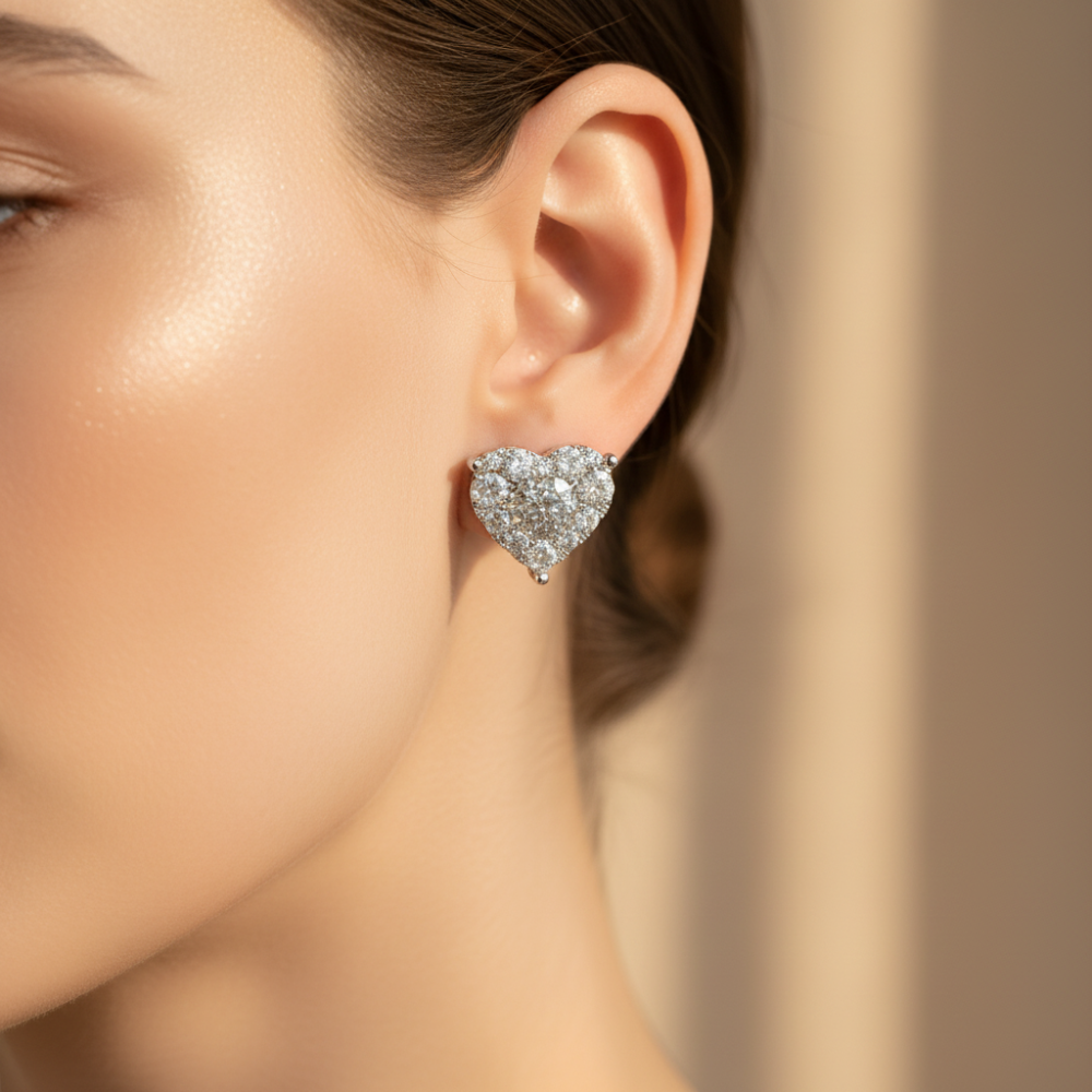 Heart Crystal Stud Earrings – Perfect Mother’s Day Gift, Fashion Jewelry