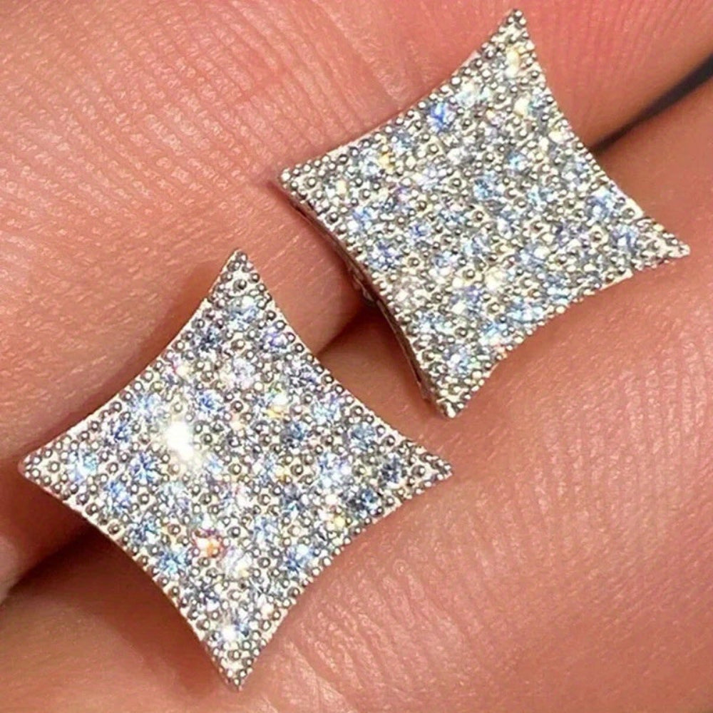 Elegant Rhinestone Square Stud Earrings – Perfect Mother's Day Gift