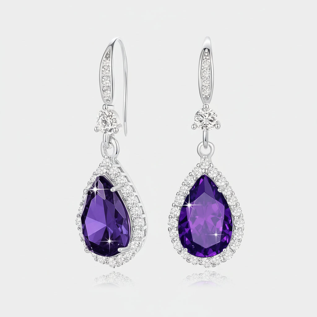 Birthstone Teardrop Earrings - Elegant Dangle Jewelry for Mother's Day Gift