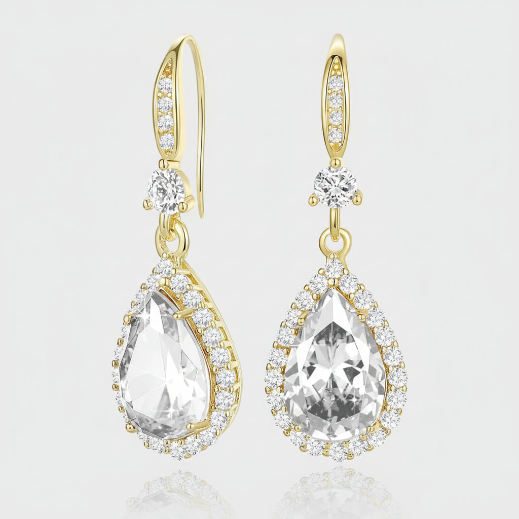 Birthstone Teardrop Earrings - Elegant Dangle Jewelry for Mother's Day Gift