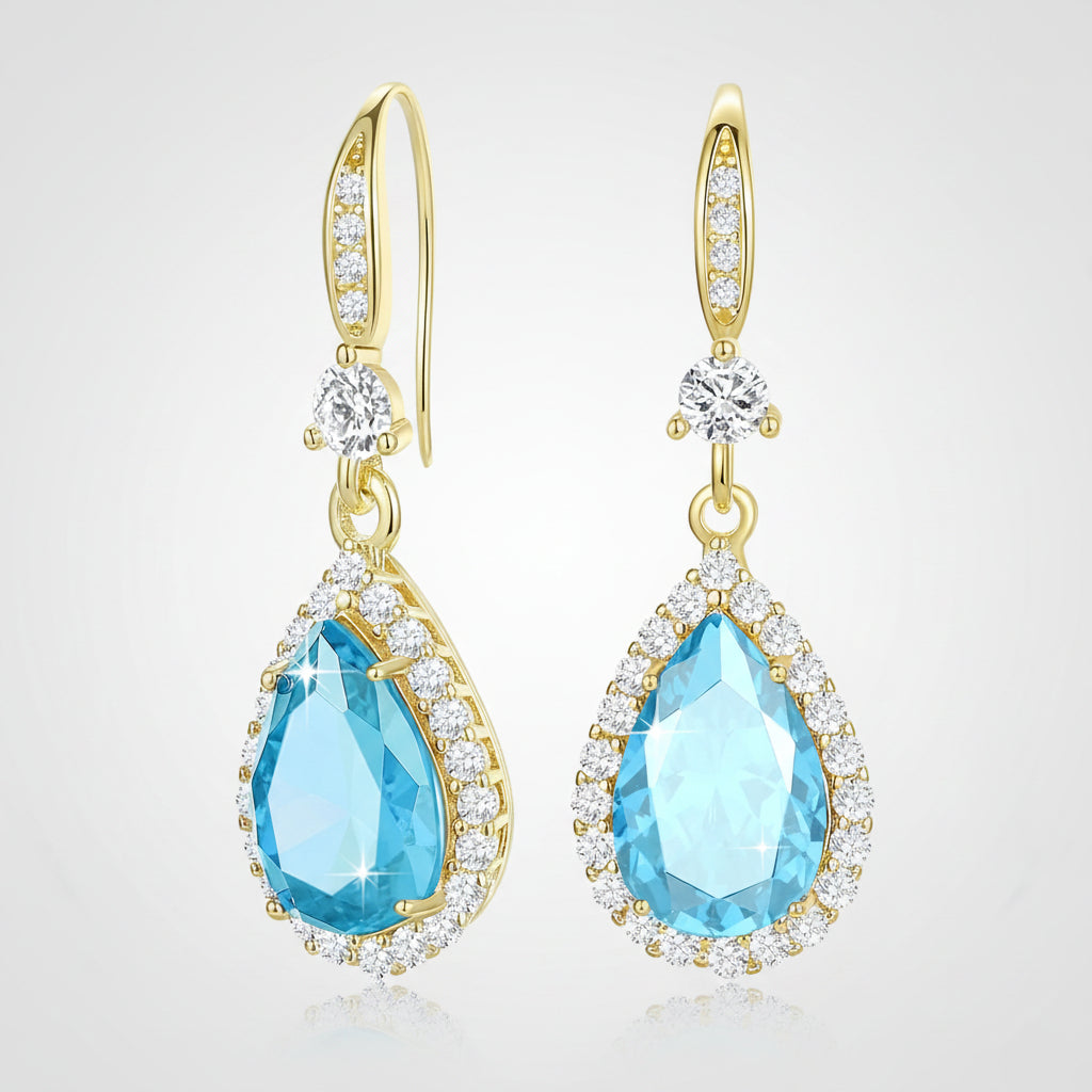 Birthstone Teardrop Earrings - Elegant Dangle Jewelry for Mother's Day Gift