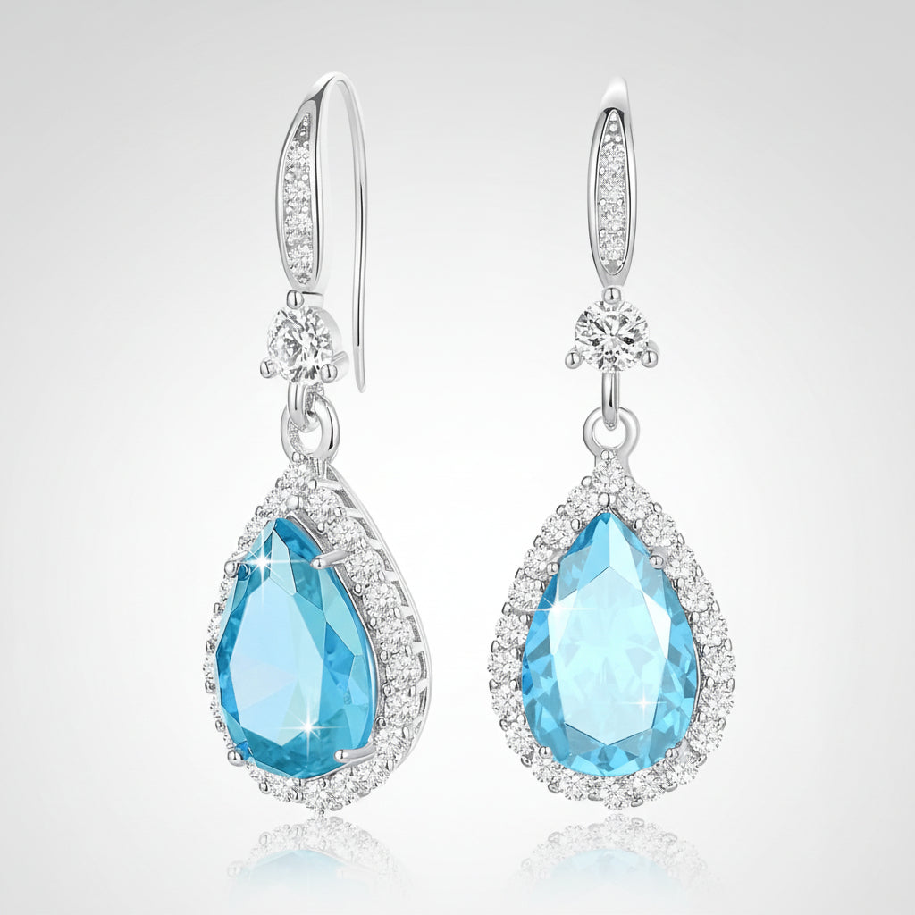 Birthstone Teardrop Earrings - Elegant Dangle Jewelry for Mother's Day Gift