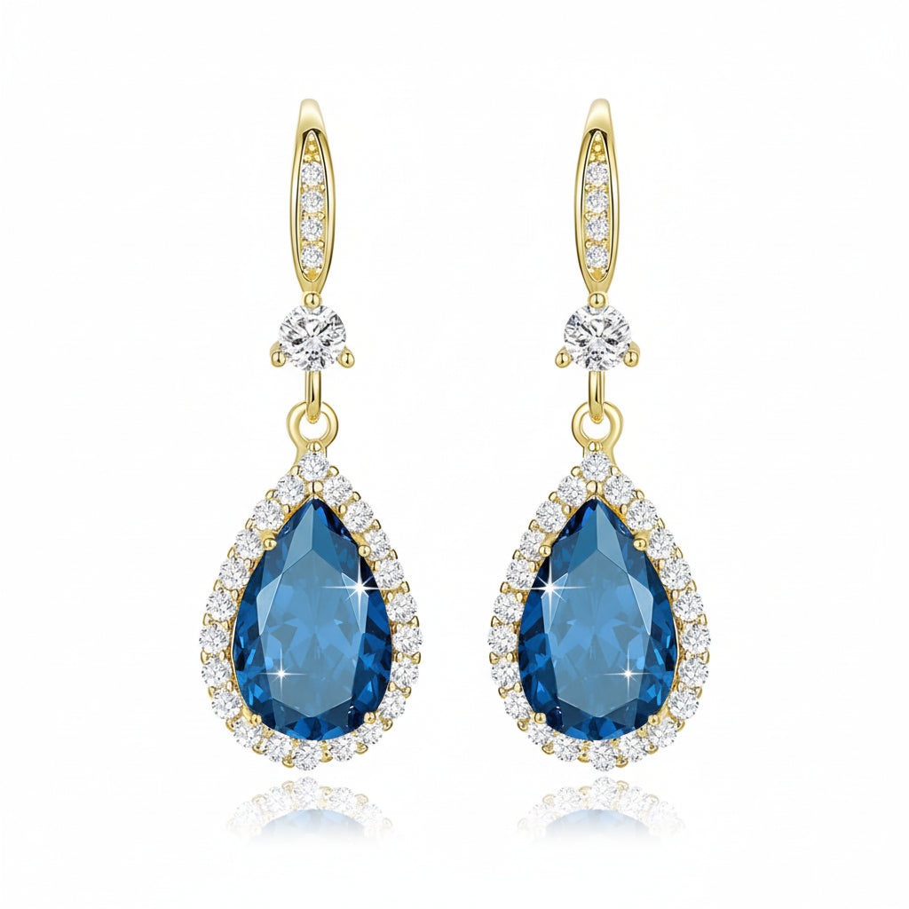 Birthstone Teardrop Earrings - Elegant Dangle Jewelry for Mother's Day Gift