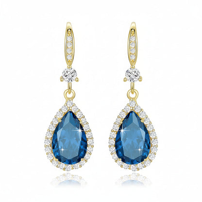 Birthstone Teardrop Earrings - Elegant Dangle Jewelry for Mother's Day Gift