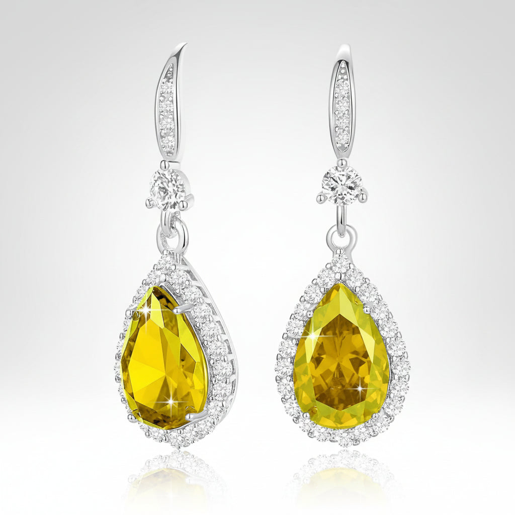 Birthstone Teardrop Earrings - Elegant Dangle Jewelry for Mother's Day Gift