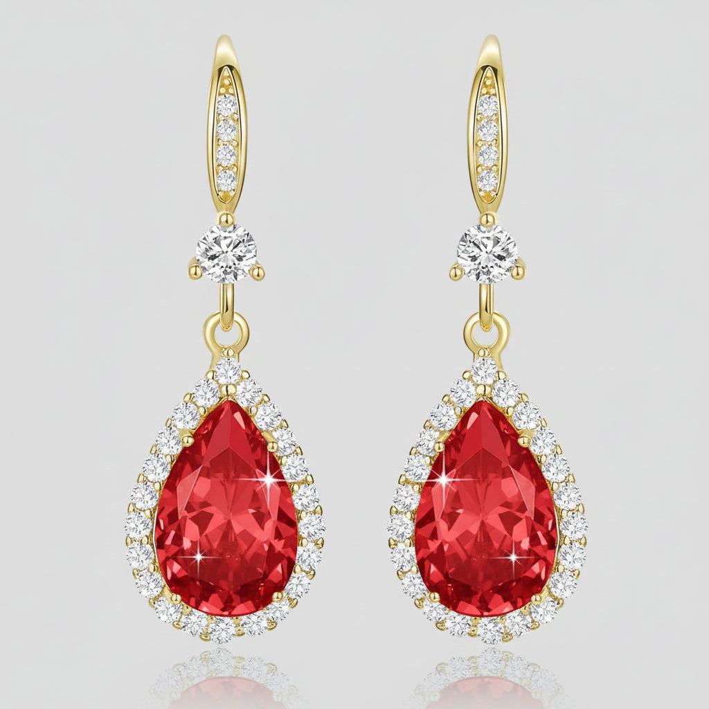 Birthstone Teardrop Earrings - Elegant Dangle Jewelry for Mother's Day Gift