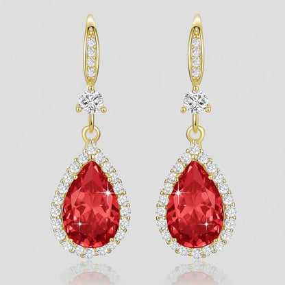 Birthstone Teardrop Earrings - Elegant Dangle Jewelry for Mother's Day Gift