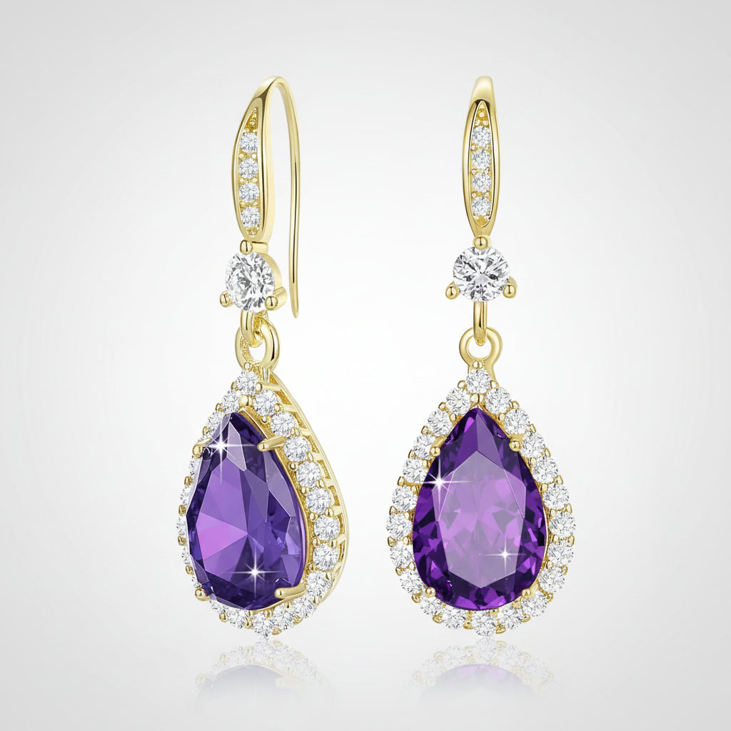 Birthstone Teardrop Earrings - Elegant Dangle Jewelry for Mother's Day Gift