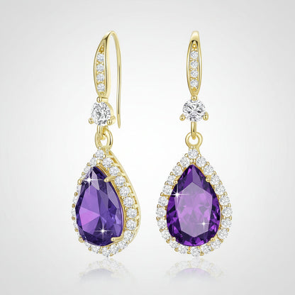 Birthstone Teardrop Earrings - Elegant Dangle Jewelry for Mother's Day Gift