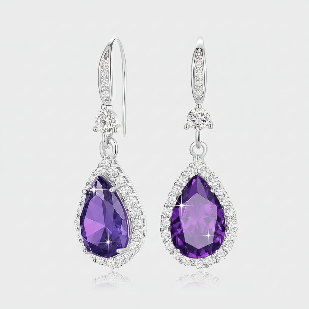 Birthstone Teardrop Earrings - Elegant Dangle Jewelry for Mother's Day Gift