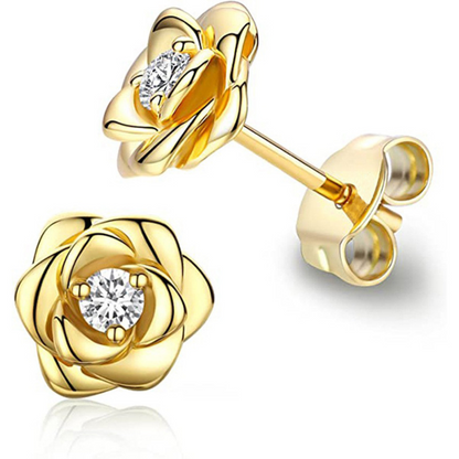 Gold Birthstone Flower Stud Earrings – Perfect Mother's Day Gift Jewelry