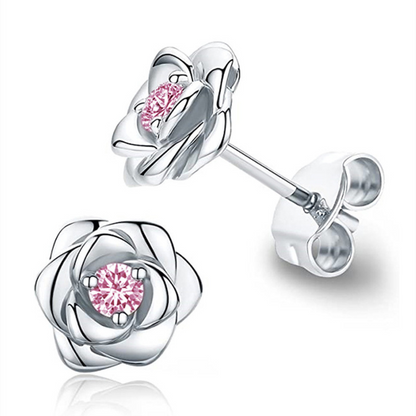 Gold Birthstone Flower Stud Earrings – Perfect Mother's Day Gift Jewelry