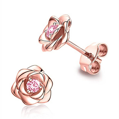 Gold Birthstone Flower Stud Earrings – Perfect Mother's Day Gift Jewelry