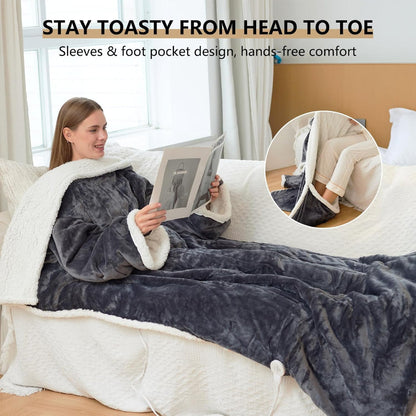 Cozy Winter Wearable Electric Heated Blanket for Adults - Portable Throw