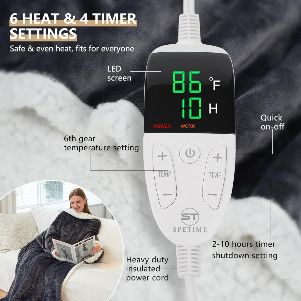 Cozy Winter Wearable Electric Heated Blanket for Adults - Portable Throw