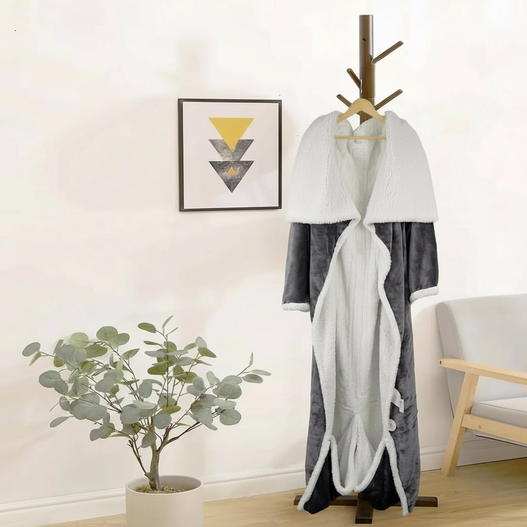 Cozy Wearable Electric Heated Sherpa Fleece Blanket for Adults