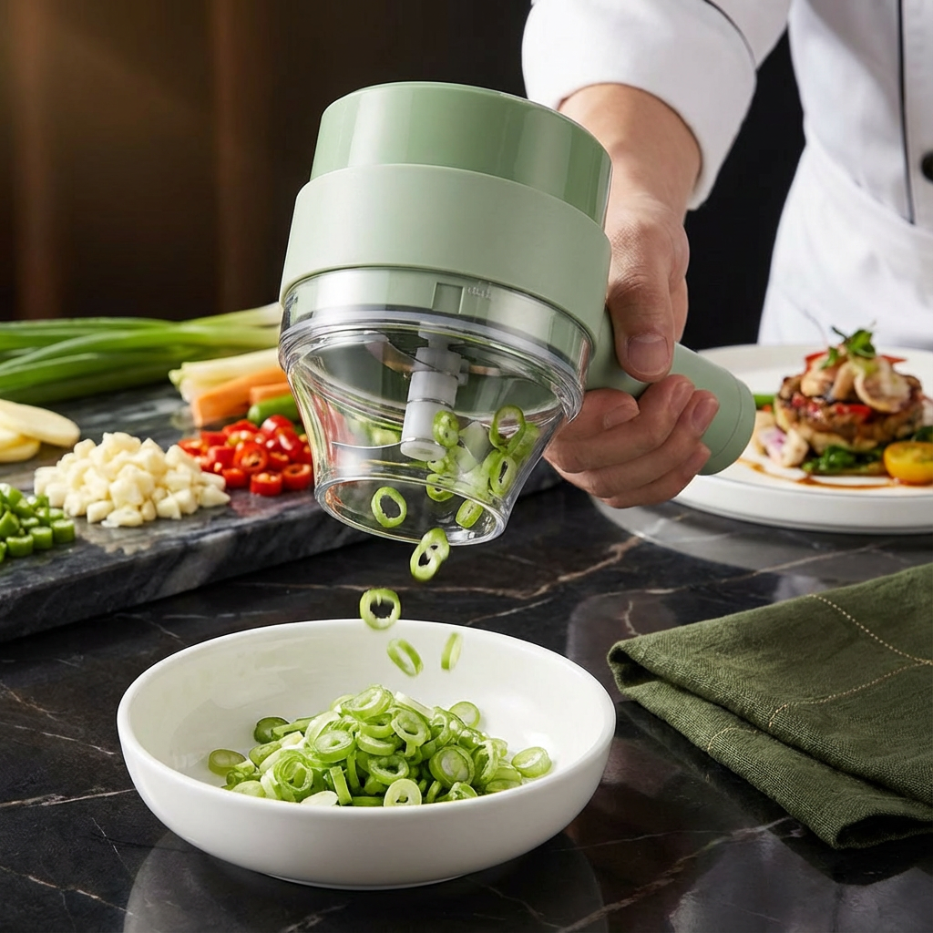 Cordless Vegetable Chopper & Electric Food Processor — Portable Wireless Kitchen Cutter