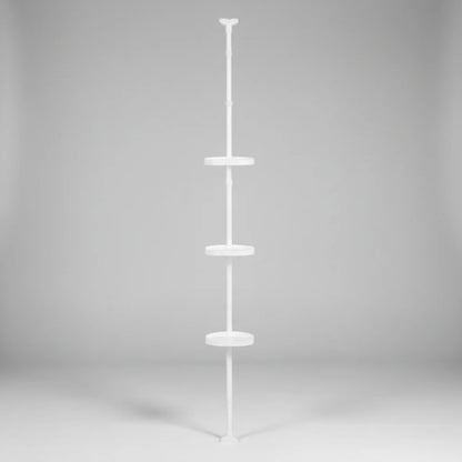 Adjustable Corner Shower Shelf with Tension Pole – Space-Saving Bathroom Storage Rack