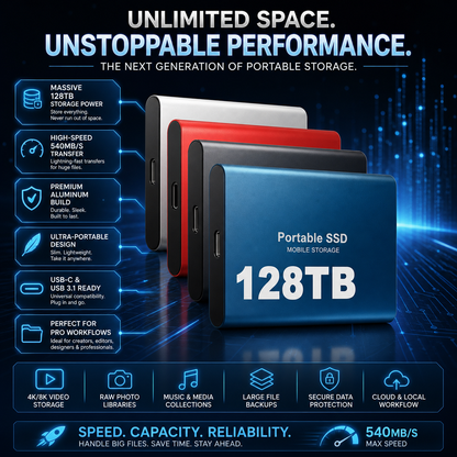 128TB Portable External SSD - Ultra-Fast USB Storage