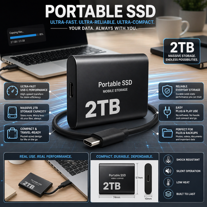 2TB USB-C Portable SSD — Ultra-Fast External Storage for On-the-Go