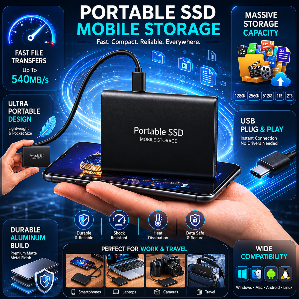 External SSD Portable USB Storage Drive