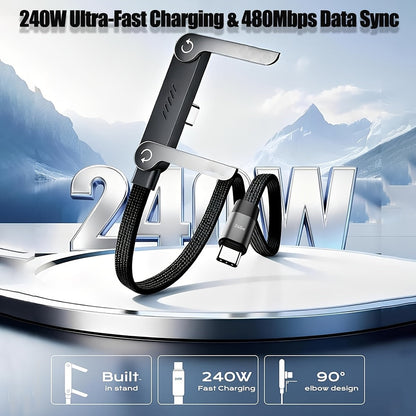 240W Fast-Charging Phone Holder with Cable Stand – Plastic Desk Dock