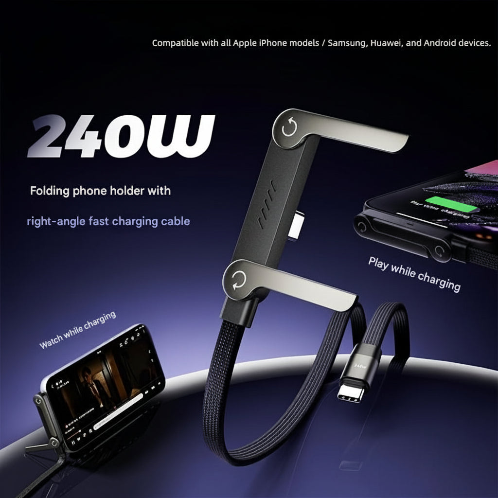 240W Fast-Charging Phone Holder with Cable Stand – Plastic Desk Dock