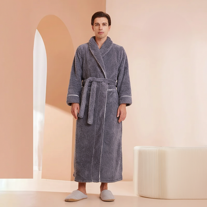 Cozy Winter Bathrobe with Long Sleeves – Warm Lounge Robe