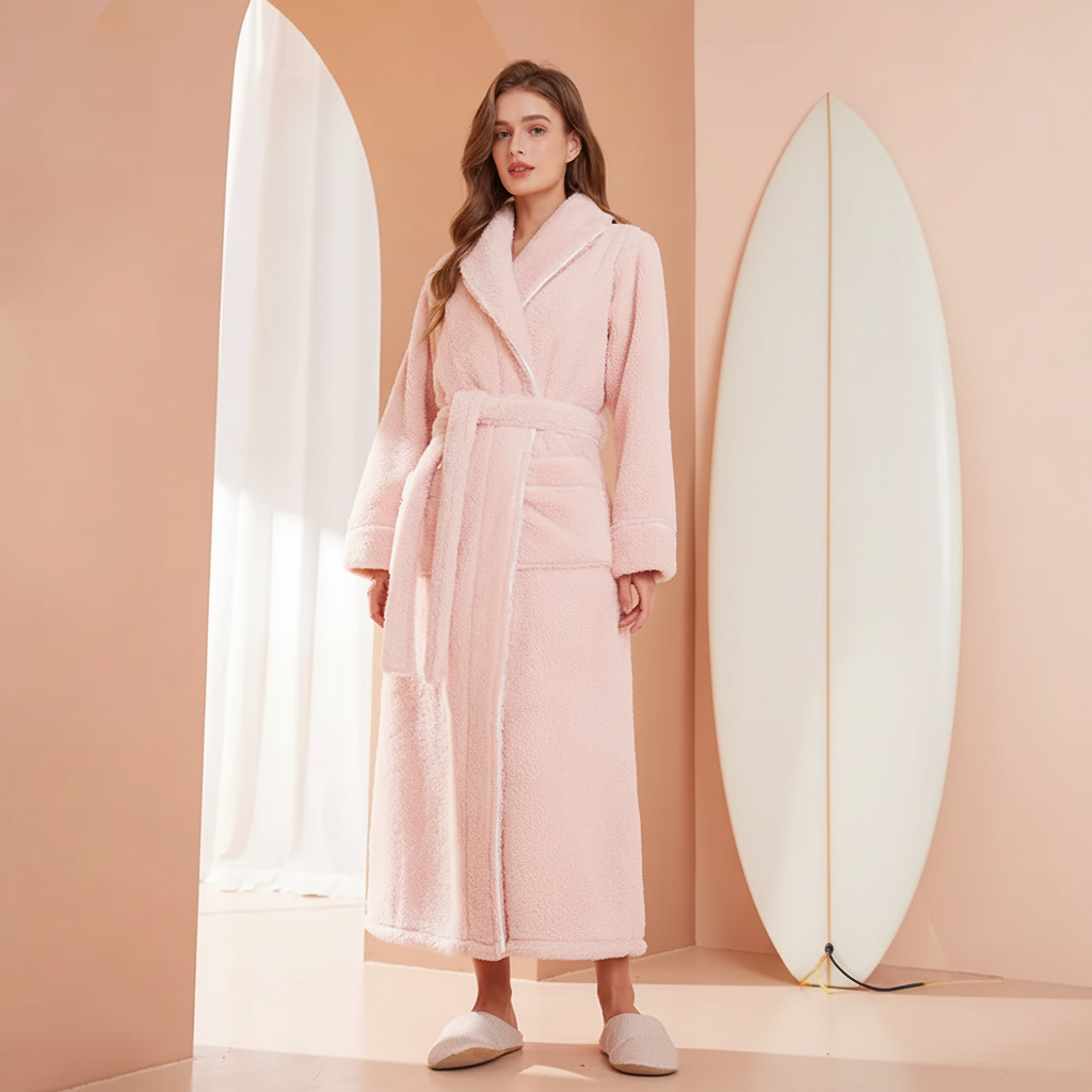 Cozy Winter Bathrobe with Long Sleeves – Warm Lounge Robe