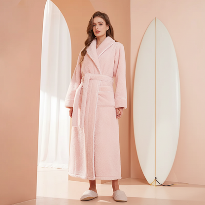 Cozy Winter Bathrobe with Long Sleeves – Warm Lounge Robe
