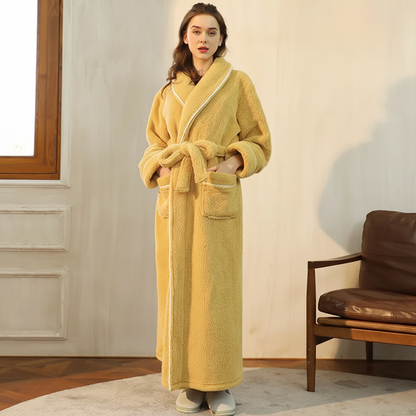 Cozy Winter Bathrobe with Long Sleeves – Warm Lounge Robe