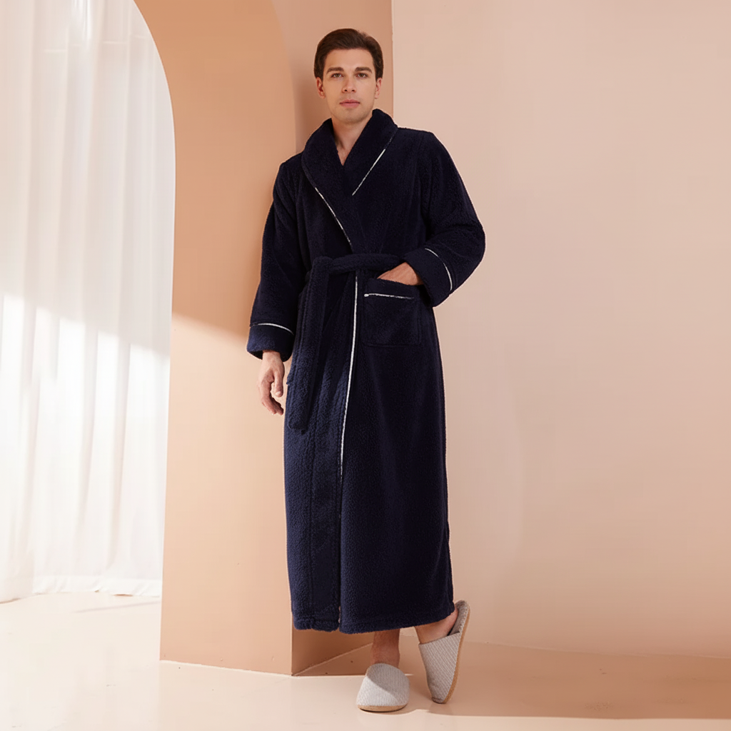 Cozy Winter Bathrobe with Long Sleeves – Warm Lounge Robe