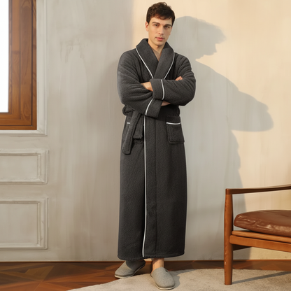 Cozy Winter Bathrobe with Long Sleeves – Warm Lounge Robe