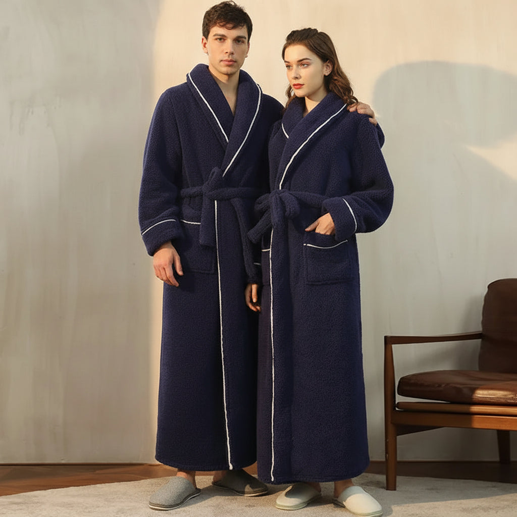 Cozy Winter Bathrobe with Long Sleeves – Warm Lounge Robe