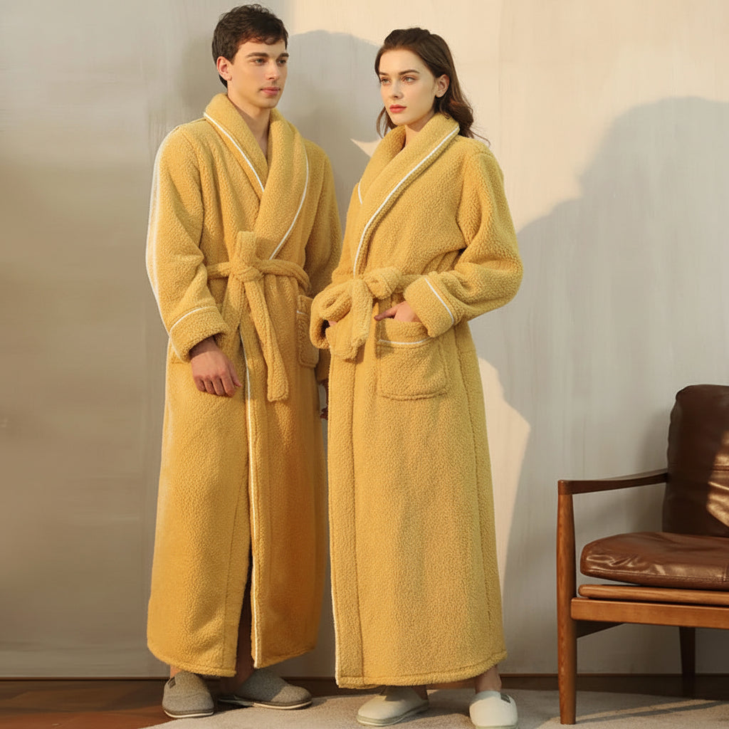 Cozy Winter Bathrobe with Long Sleeves – Warm Lounge Robe