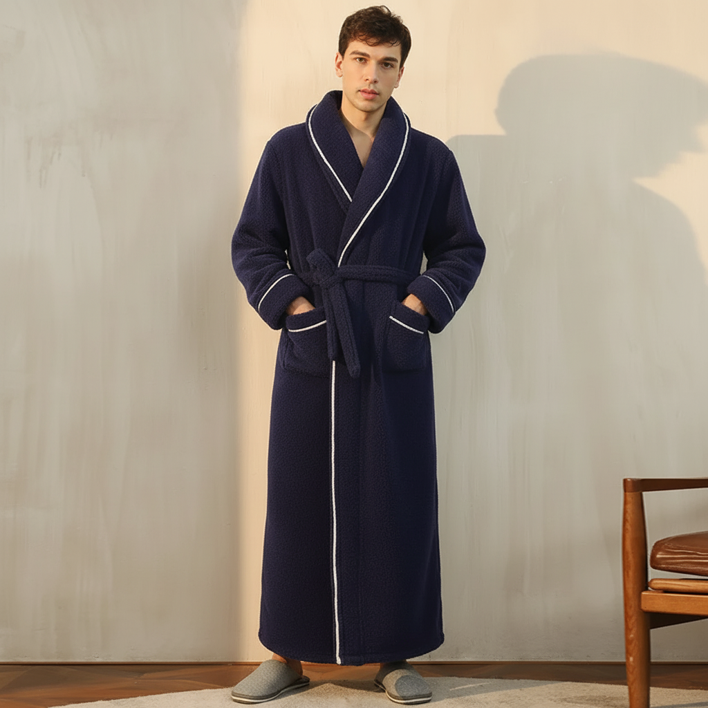 Cozy Winter Bathrobe with Long Sleeves – Warm Lounge Robe